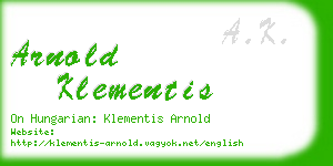 arnold klementis business card